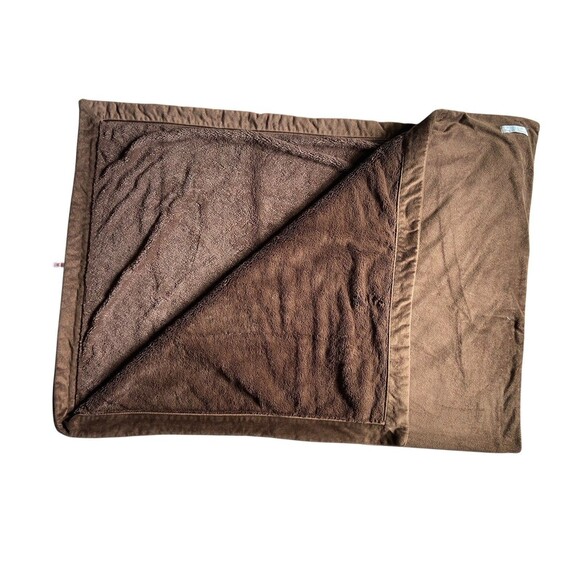 Restoration Hardware Luxe Faux Fur Velvet Reversible Throw Blanket Brown Plush - Picture 1 of 10
